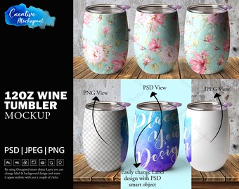 Modèle de maquette de gobelet à vin de 12 oz | Changez l'arrière-plan, ajoutez votre propre design via Photoshop Objet PSD intelligent, Canva PNG et JPG