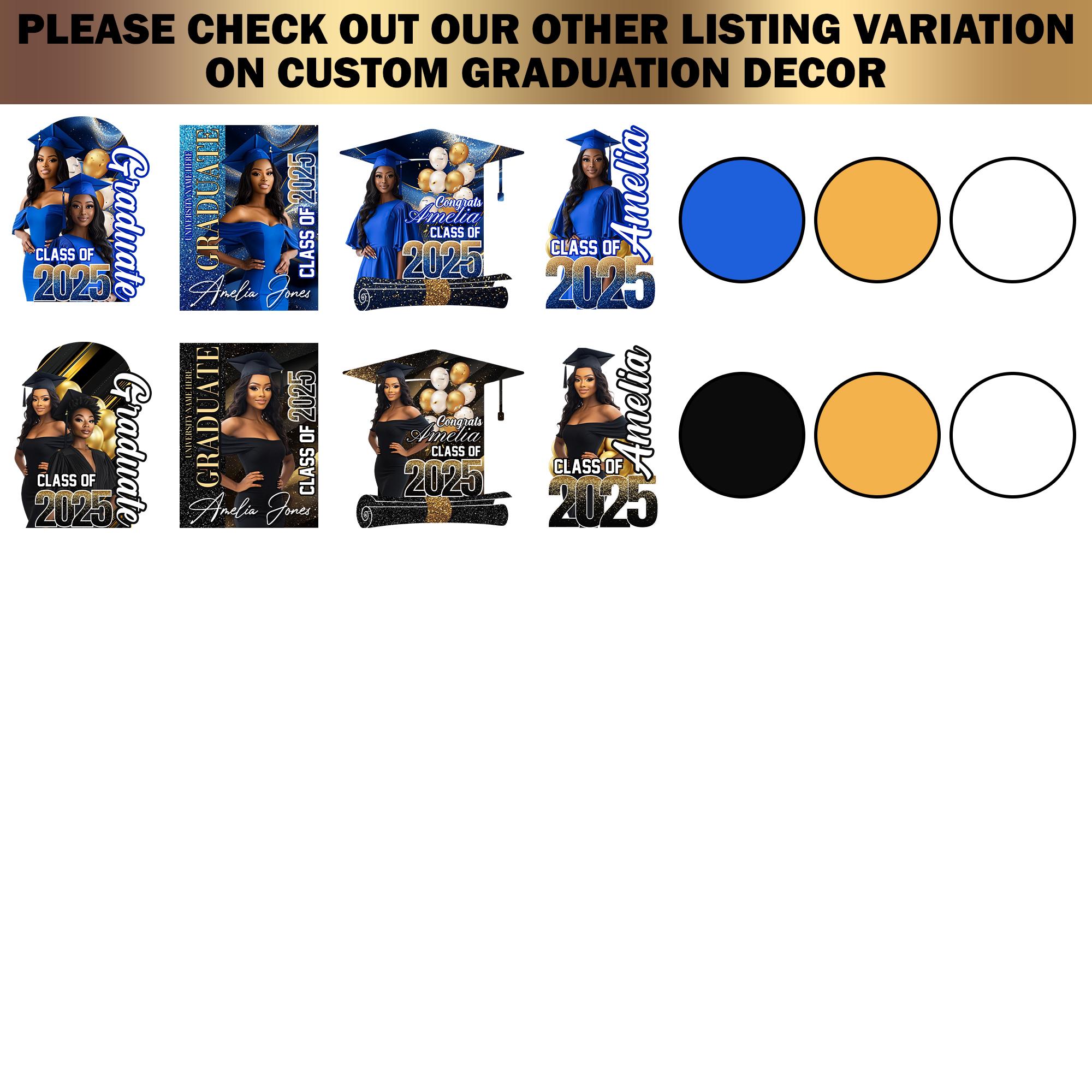 Custom Shape Graduation Decor Canva Template Bundle, Name Cutout, Grad ...