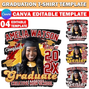 Graduation, Senior T Shirt Design, Glitter Canva Editable, 2024 Graduation Family T Shirt Design Template, T Shirt Sublimation, DTF DTG File image 1