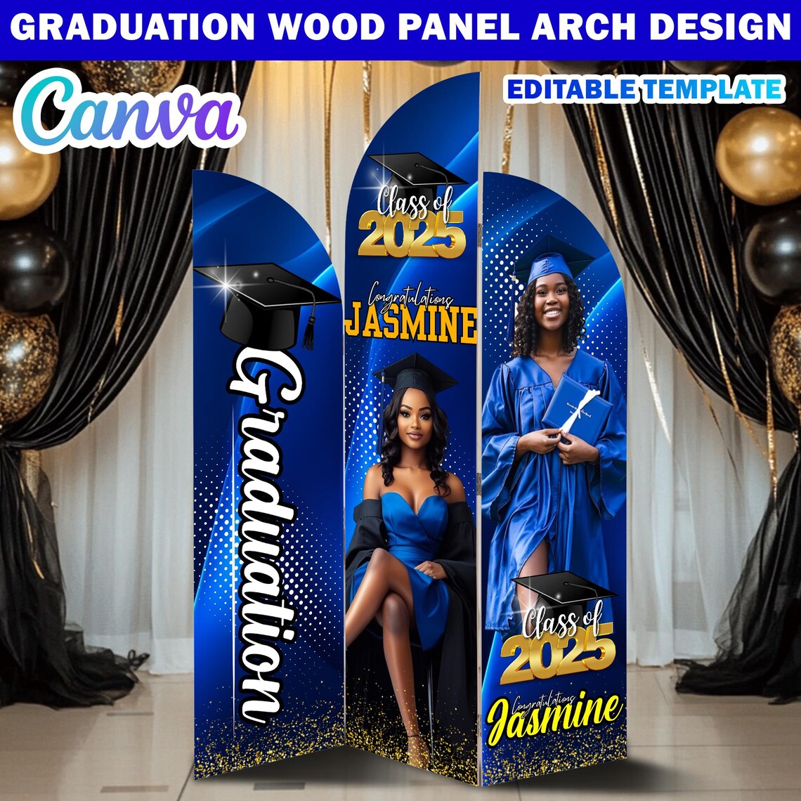 Graduation Wooden Arch Panel Design Canva Backdrop Template, Editable ...