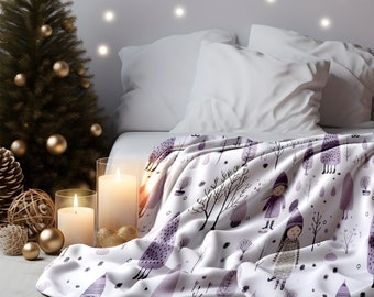 Holiday Blanket Mockup, Christmas Fleece Sherpa Velveteen Plush Microfiber Minky Blanket Mockup, Insert Design Via Smart PSD Canva PNG & JPG