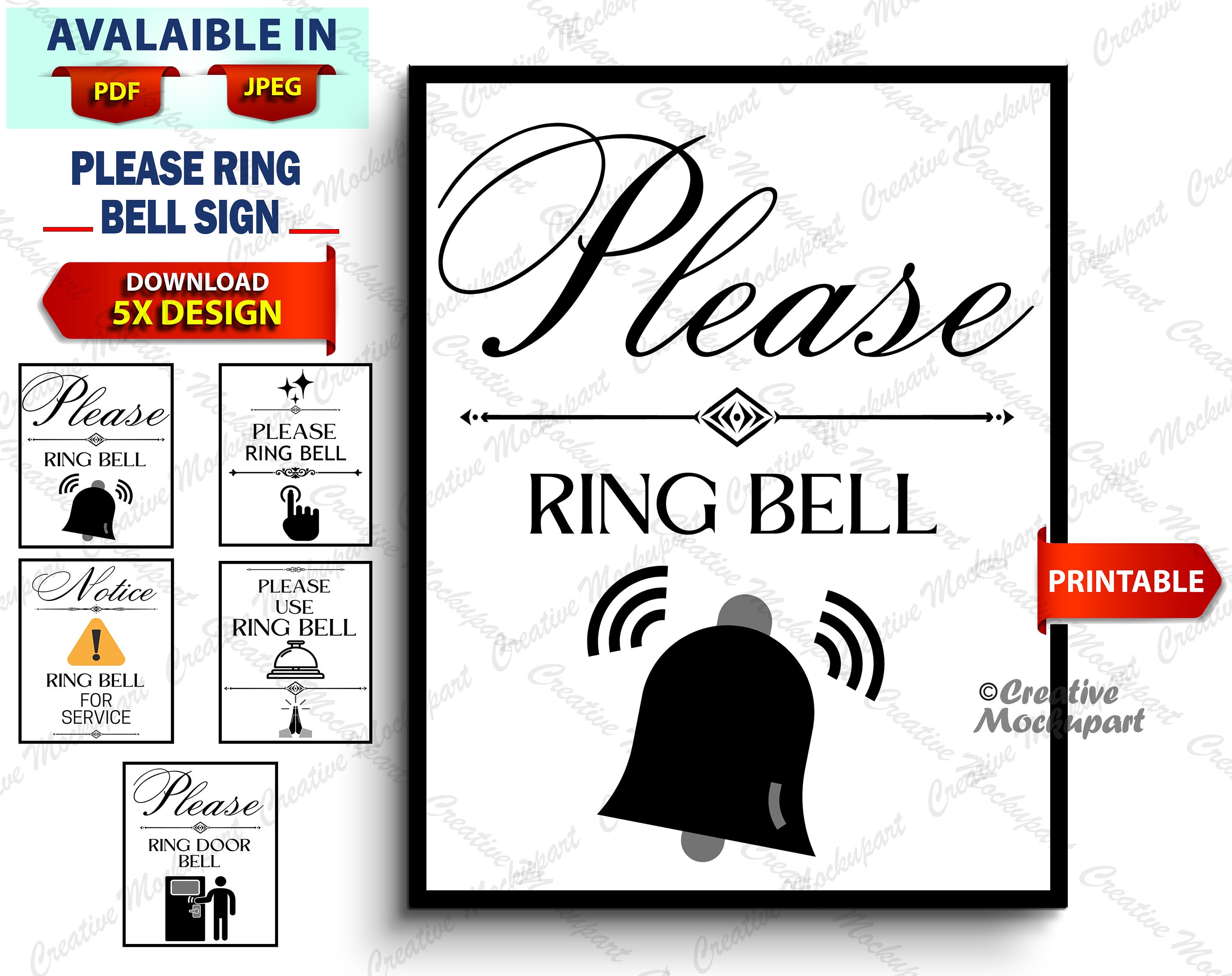 Please Ring Bell Sign Door Laser Engraved Sign Square 42mm X 42mm