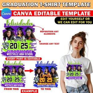 Felicidades Graduation T-Shirt Design, Canva Editable, 2024 Graduation Family T Shirt Design Template For T Shirt Sublimation, DTF DTG File