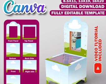 Easter Vanity Gift Box Canva Template, Foam Board Easter Basket Gift Box, Luxury Gift Bag, Birthday DIY Gift Makeup Table Box Editable Canva