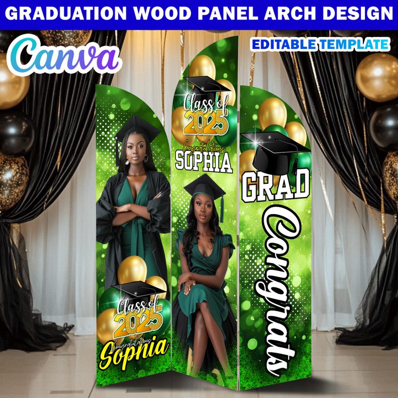 Graduation Wooden Arch Panel Design Canva Backdrop Template, Editable ...