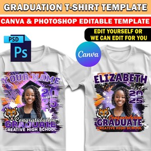 Graduation Design Editable Canva Template, Purple And Black 20245 Grad Fan, T Shirt Design Template Perfect for Sublimation DTF