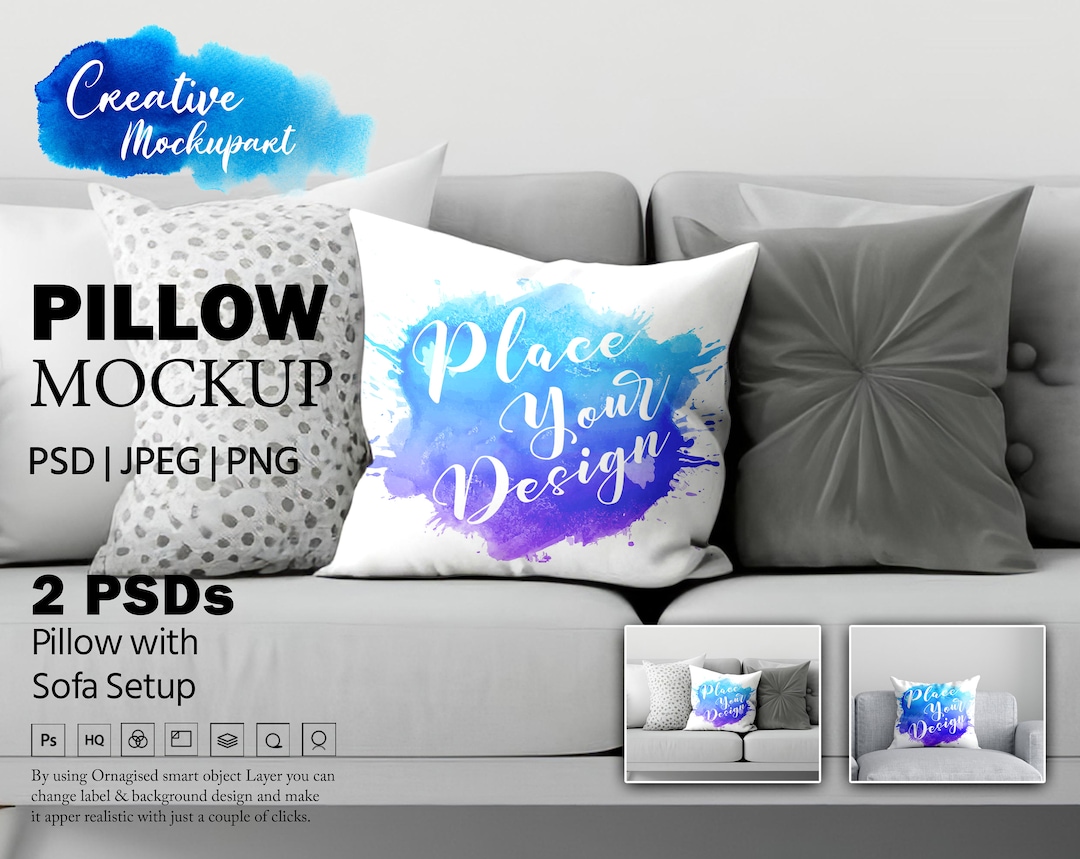 Pillow on Sofa Mockup Blank Pillow Mockup Throw Pillow Etsy