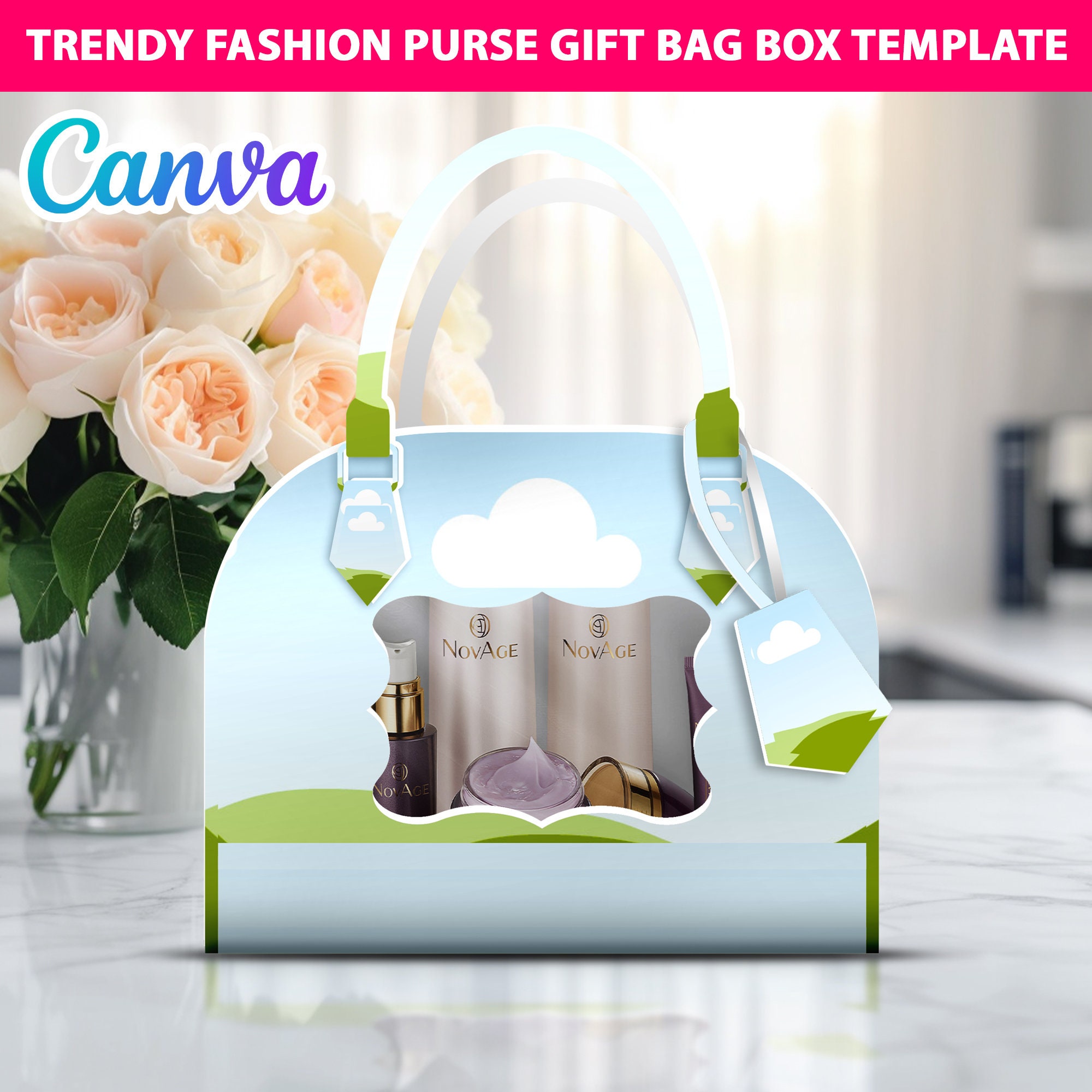 Trendy Fashion Purse Gift Bag Box Template, DIY Designer Handbag Gift ...