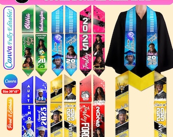 Graduation Stole Template Design Bundle For  Graduation Sash Sublimation 2025, Editable Graduation Template, Personalized Graduation Design
