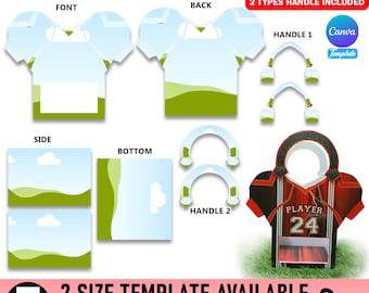 Football Jersey Gift Bag Template, Designer Handbag Gift Box, Luxury Handbag Gift box, Canva Editable, Football Season, Game Day Gift Bag