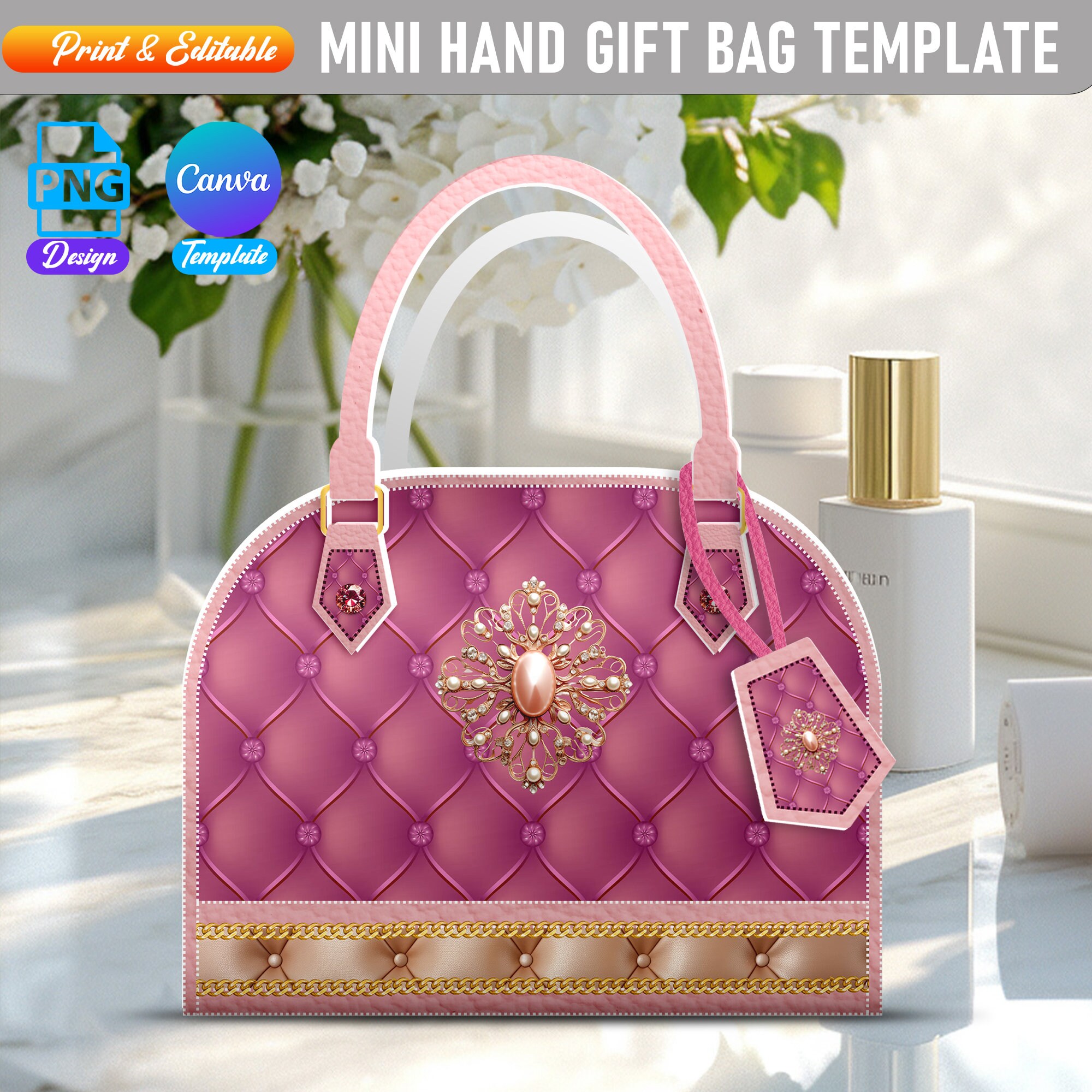 Branded Fashion Purse Gift Bag Box Template, DIY Designer Handbag Gift ...