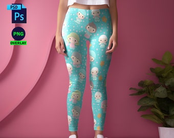 AOP Stretchy Leggings Mockup | POD All Over Print Leggings Mockup For Sublimation | Women's Yoga Leggings Mockup | Insert Design Via PSD Png