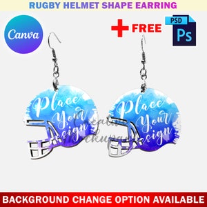 Canva Rugby Helmet Shape Earring Mockup, Football Earring Mockup for ...