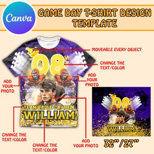 3d All Over Print Football Game Day Design Template, Football T Shirt Design, Editable Canva Football Shirt Design, Perfect for Sublimation
