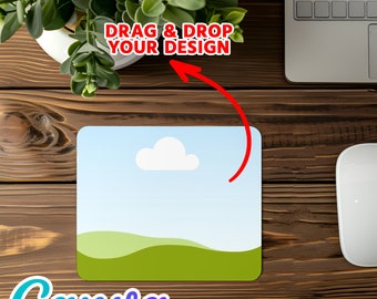 Canva Frame Rectangle 7.75 x 9.25 Mousepad Mockup Template | DYE Sublimation Drag & Drop To Add Your Design Via Canva Frame