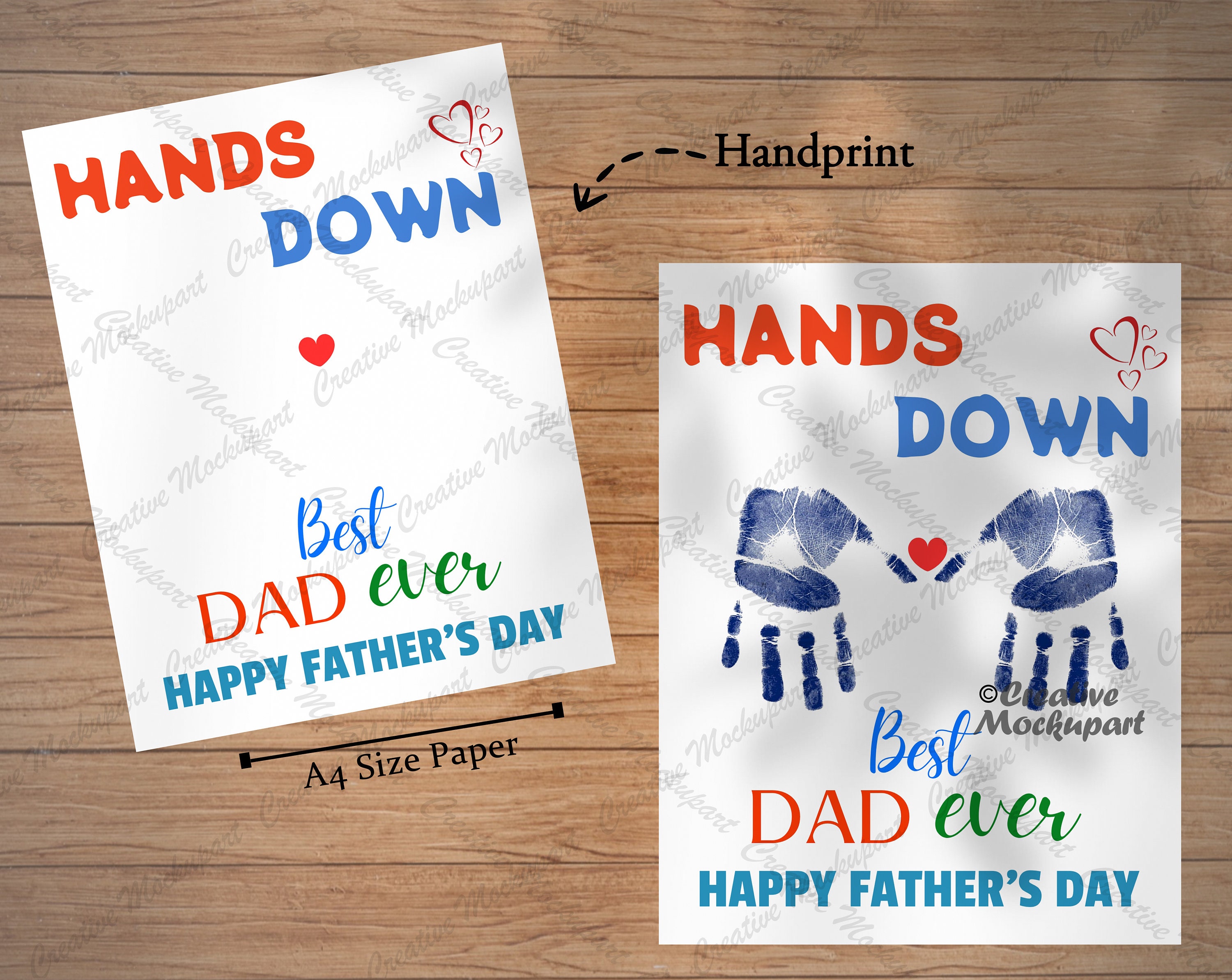 Hands Down Handprint Father's Day Art Father's Day - Etsy