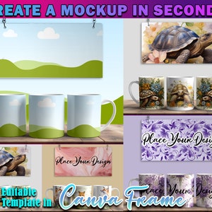 Canva Frame 15oz Mug Full Wrap Drag and Drop Mockup, Canva Mug Full Wrap Mockup, 15oz Coffee Mug  Mockup | 3 Mug Mockup | Mug Balance Mockup