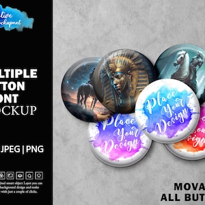 Multiple Button Front Mockup Template For DYE Sublimation | Add Your Own Design Via Photoshop Smart PSD Object, Canva PNG & Jpg