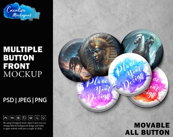 Multiple Button Front Mockup Template For DYE Sublimation | Add Your Own Design Via Photoshop Smart PSD Object, Canva PNG & Jpg