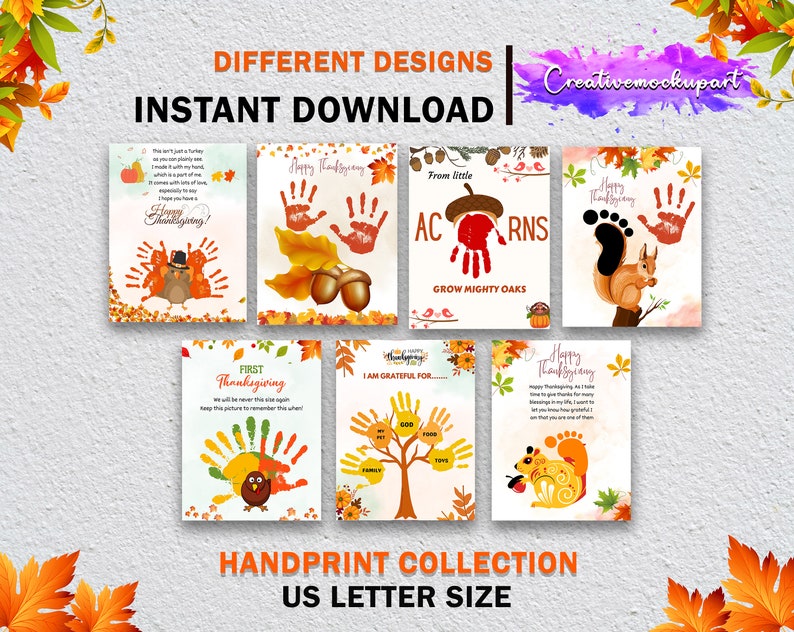 Thanksgiving Handprint Footprint Art & Craft Bundle| 30 Fall Craft ...