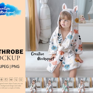 Bathrobe Mockup | Kids Bathing Robe Mockup, Kids Bath Towel Mockup ...