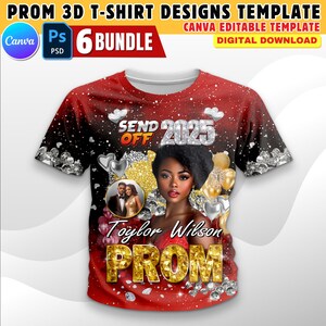 6x Viral Prom 3D Shirt Design Bundle, Prom T-shirt Design Canva, PSD ...