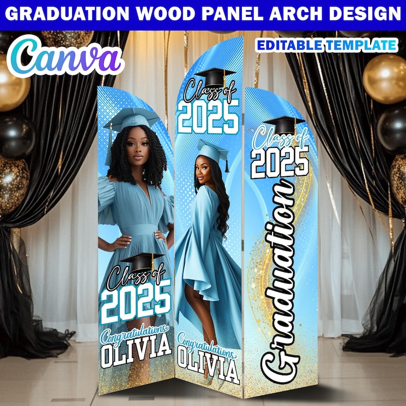 6x Graduation Wooden Arch Panel Design Canva Backdrop Template Bundle ...