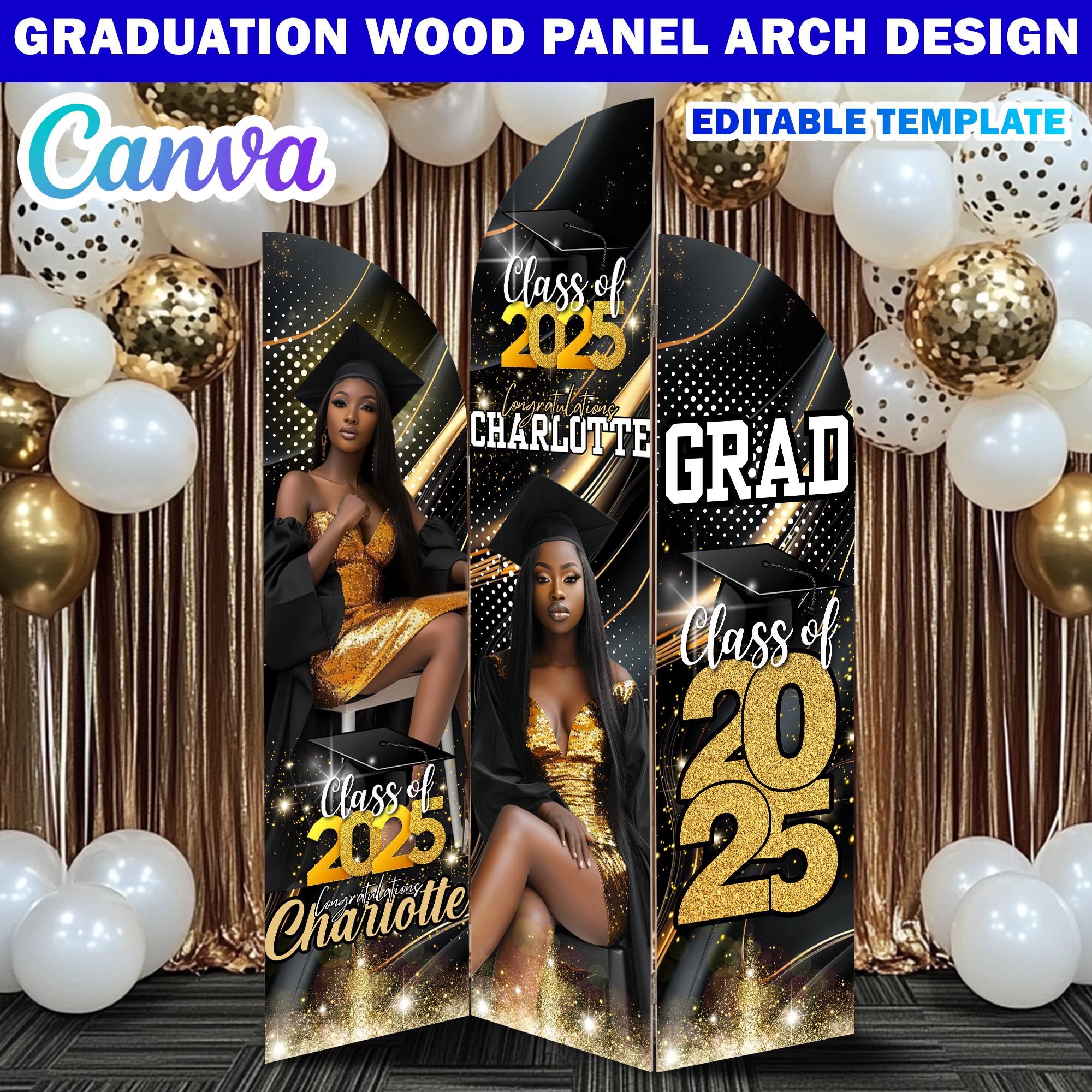 Editable Graduation Wooden Arch Panel Design Canva Backdrop Template ...
