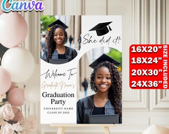 Editable Graduation Party Welcome Sign Template, Canva Grad Decor Poster, Custom Printable Welcome Board Senior/Grad Welcome Sign