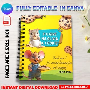 If You Give Your Teacher a Cookie Canva Editable Template, Teacher Appreciation Gift, End of Year Customizable Teacher Gifts Book Template