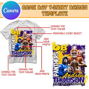 Football Game Day T Shirt Template, Football T Shirt Design, Canva Editable T Shirt Design Template, Perfect for Sublimation, DTF or DT