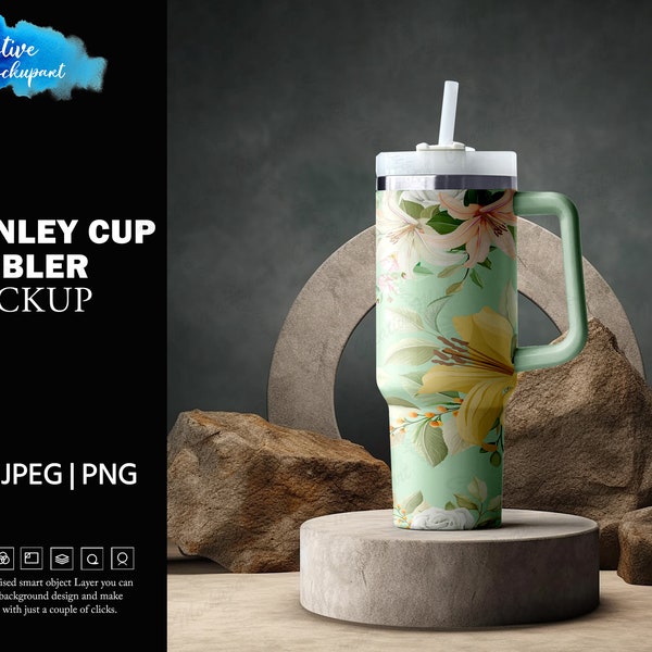 Stanley Cup Tumbler Mockup | Tumbler Mockup | Change Background, Add your own design Via Photoshop Smart PSD Object, Canva PNG & JPG