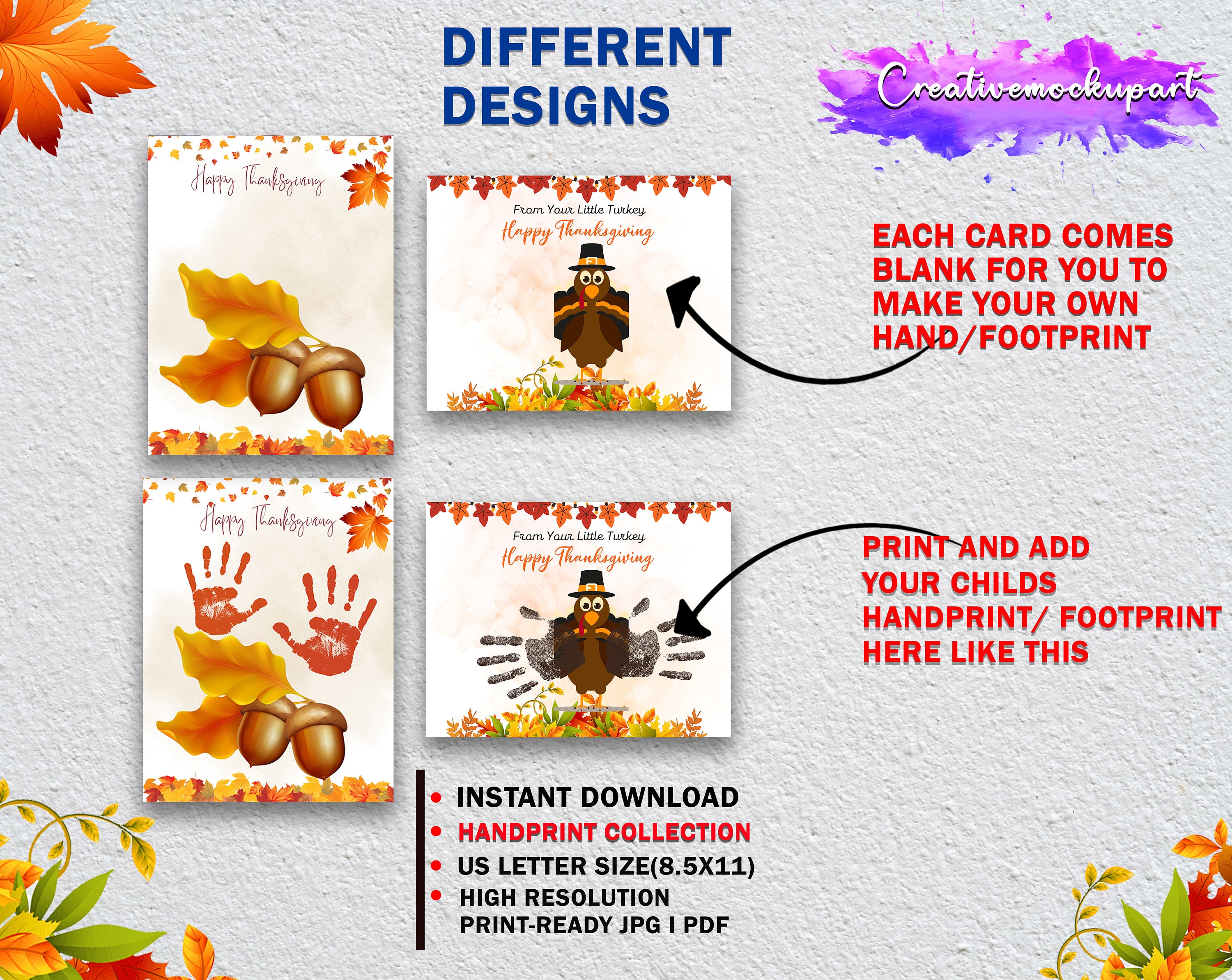 Thanksgiving Handprint Footprint Art & Craft Bundle| 30 Fall Craft ...