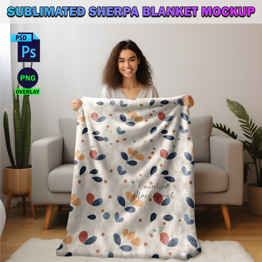 DIY Sublimation Sherpa Blanket Mockup Hand Holding Blanket Mockup