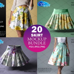 Skirts Mockup Bundle | 20 different Skirt types mockup| A-Line, Bubble, Circular, & more Skirt PSD, PNG Mockups | Check Description for list
