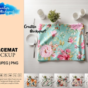 Dye Sublimation Placemat Mockup | Insert Your Design Via Photoshop Smart PSD Object, Canva PNG & JPG