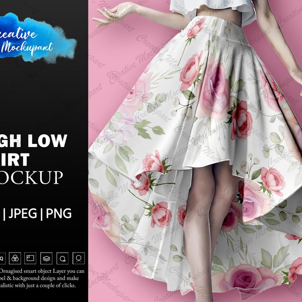 High Low Skirt Mockup | High-Low Loose Maxi Skirts | Long Summer Skirt, Formal Skirt/Flared Skirt/High or Low Waist Skirt/Pleated Skirt