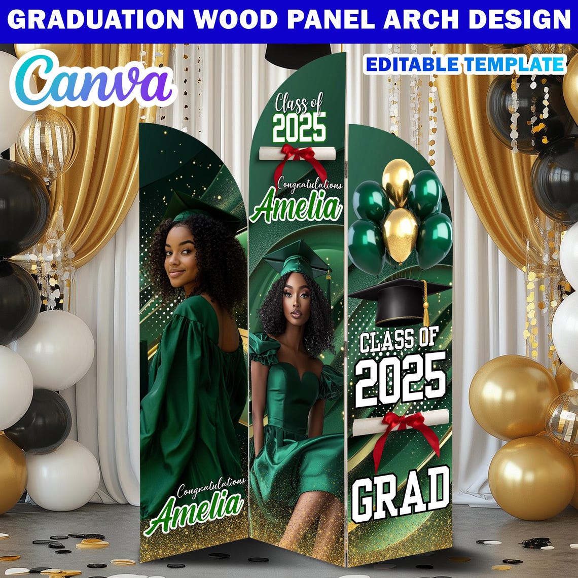 Graduation Arch Entry 6x Graduation Wooden Arch Panel Design Canva Backdrop Template Bundle ...