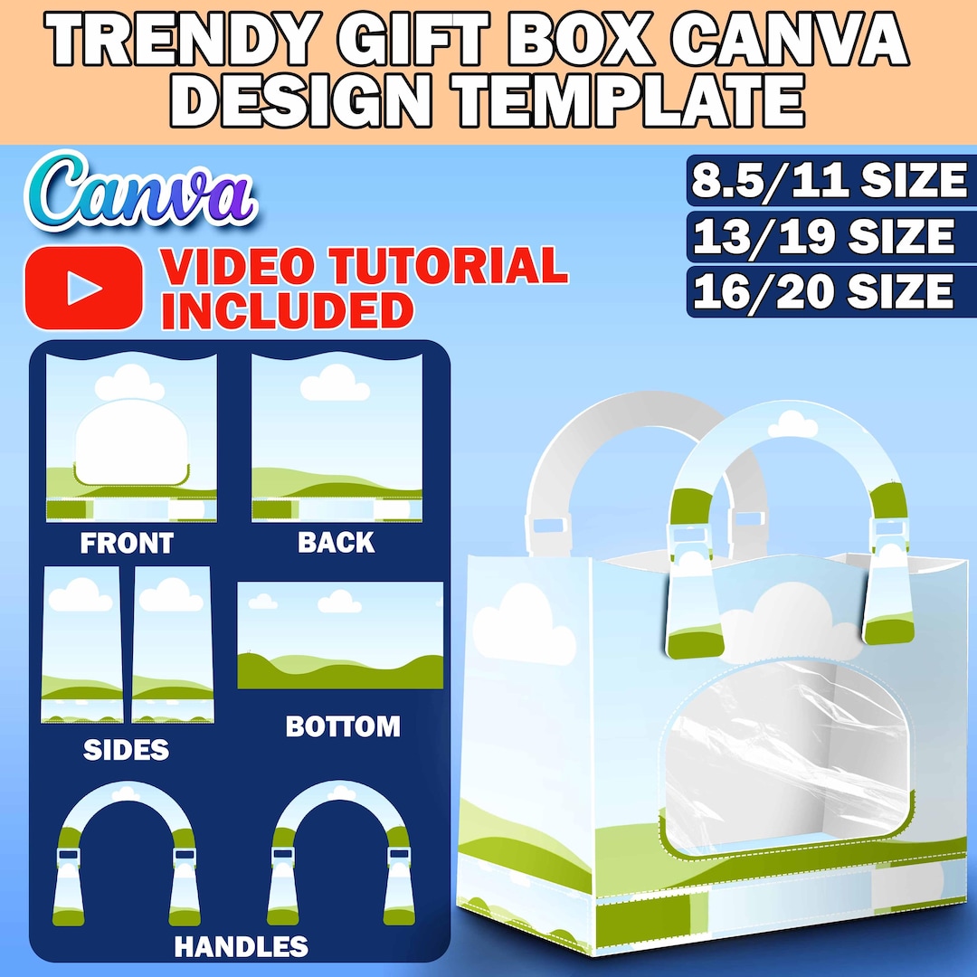 Trendy Fashion Gift Bag Box Canva Template, DIY Designer Purse Handbag ...