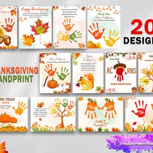 Thanksgiving Handprint Footprint Art & Craft Bundle| 20 Fall Craft, Kids Baby Toddler Memory Keepsake, DIY Printable Fall Classroom activity