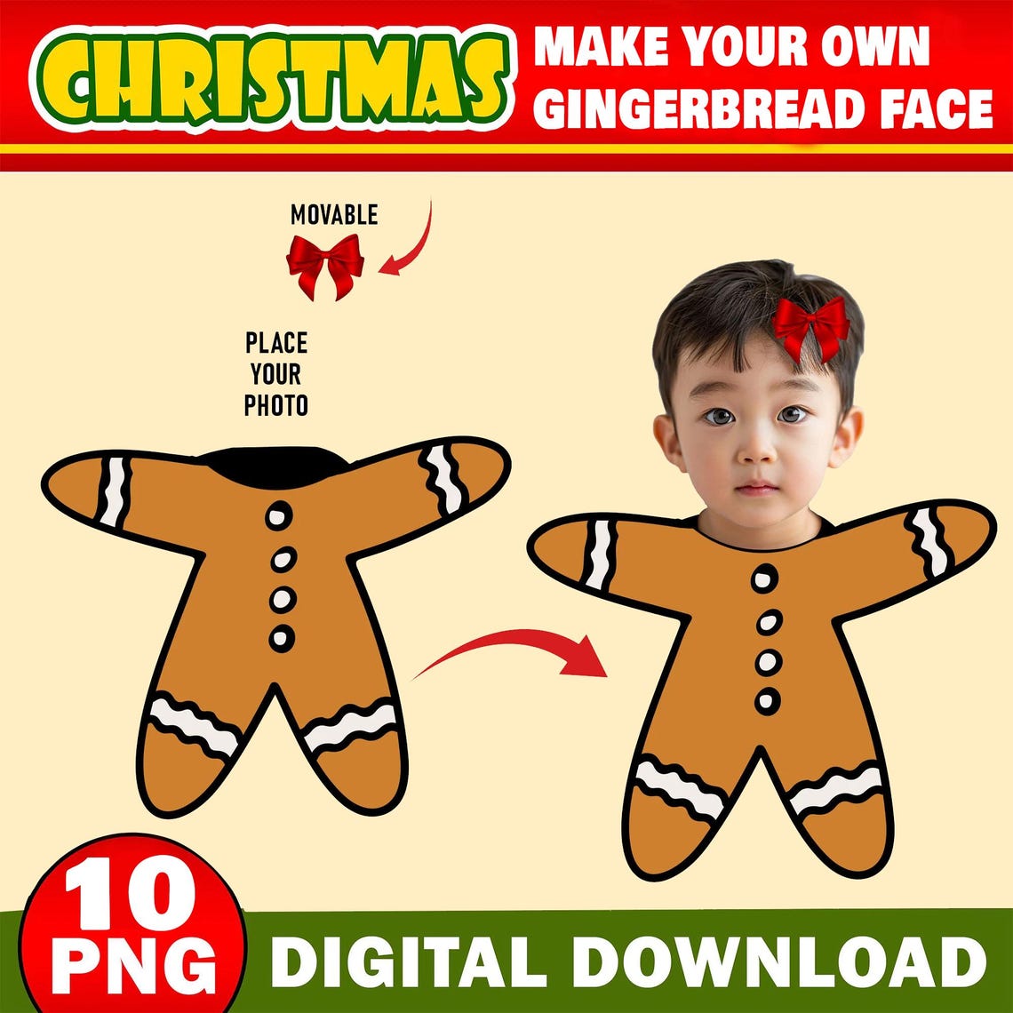 10x Christmas Add Your Own Photo Face Bundle, DIY Gingerbread Yourself ...