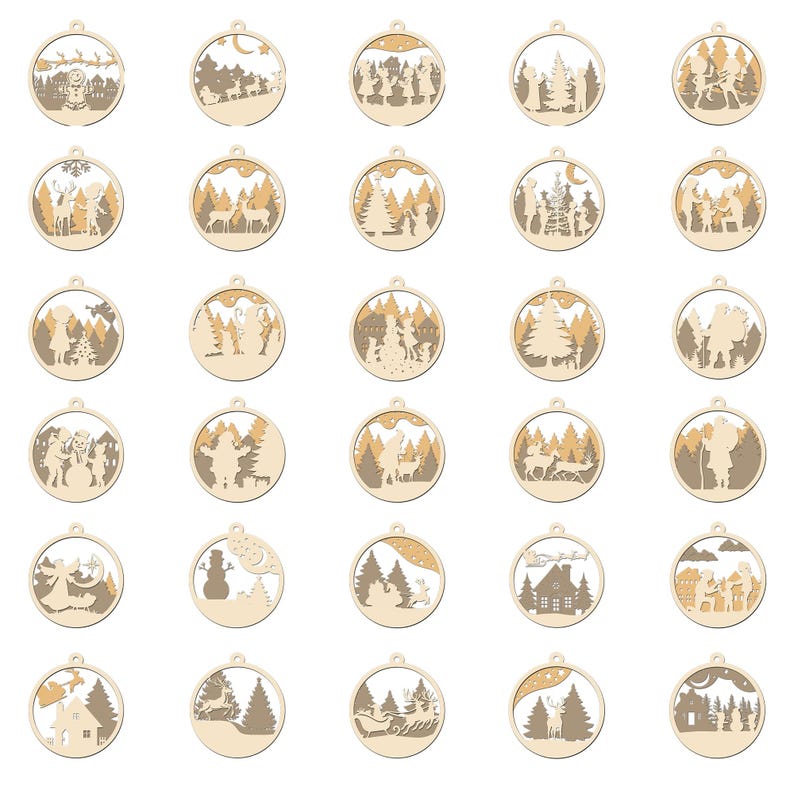 100X Christmas Ornament SVG Bundle, 3-layer Ornament Laser Cut Files ...