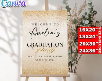 Minimalist Graduation Party Welcome Sign Template, Editable Canva Grad Decor Poster, Custom Printable Welcome Board Senior/Grad Welcome Sign
