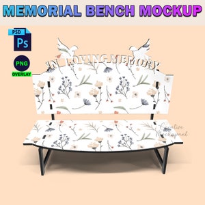 Dye Sublimation In Loving Memory Memorial Bench Mockup, Insert Your Own Design And Background Via Photoshop Smart PSD Object
