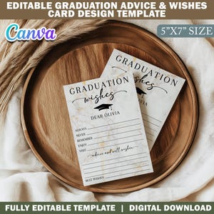 Minimalist Graduation Advice & Wishes Card Design, Editable Graduation Advice Card, Printable Canva  Graduation Wishes And Advice Template