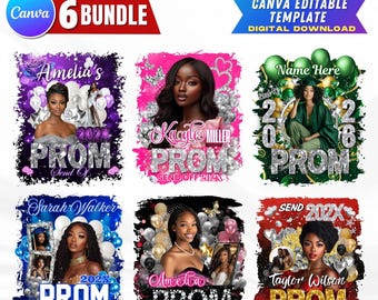 Pacchetto di 6 design virali per magliette DTF per il ballo di fine anno, modello Canva per il design di magliette per il ballo di fine anno, file modificabile per magliette da 16 x 20 pollici, perfetto per la sublimazione DTF.