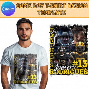 Editable Football Game Day T Shirt Template, Football T Shirt Design, Canva T Shirt Design Template, Perfect for Sublimation, DTF or DT