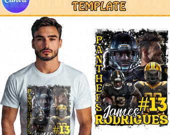 Plantilla editable para camiseta de fútbol, diseño de camiseta de fútbol, plantilla de diseño de camiseta Canva, perfecta para sublimación, DTF o DT