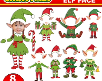 Christmas Add Your Own Photo Face, DIY Elf Yourself PNG Bundle,  Elf Face Blank, Christmas Craft for Kids, Xmas Bulletin Board Class Decor
