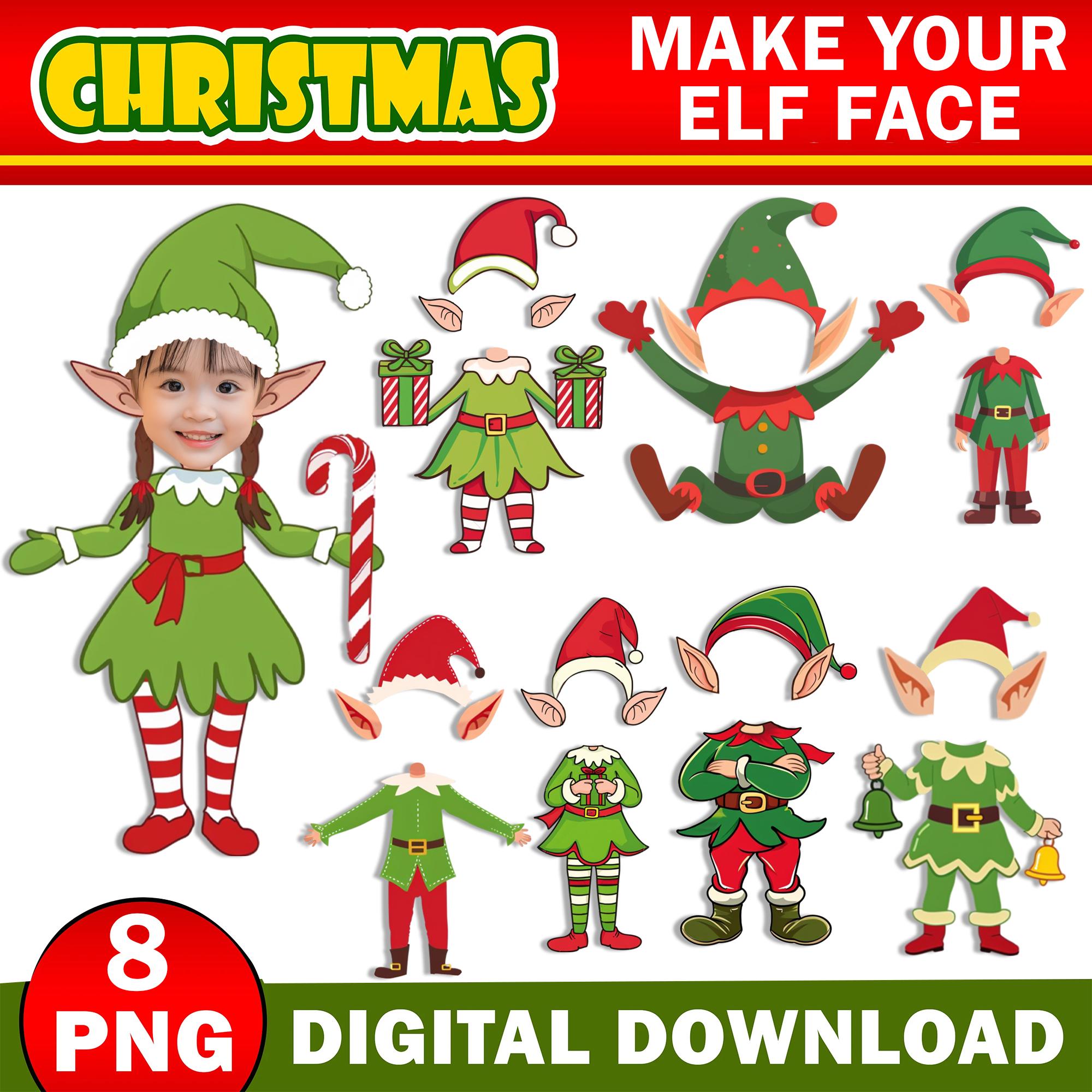Christmas Add Your Own Photo Face, DIY Elf Yourself PNG Bundle, Elf ...
